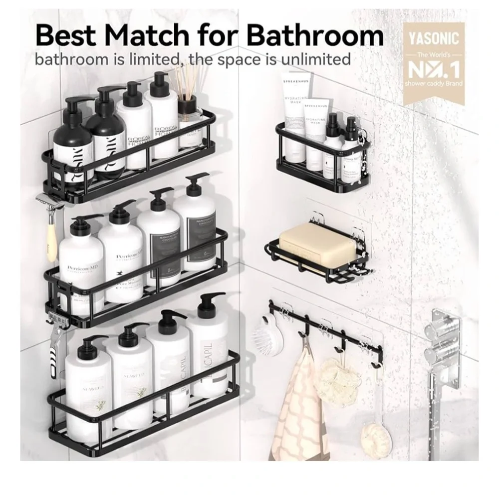 Shower Caddy-YASONIC 100% Rustproof Shower Organizer 6 PK nwt